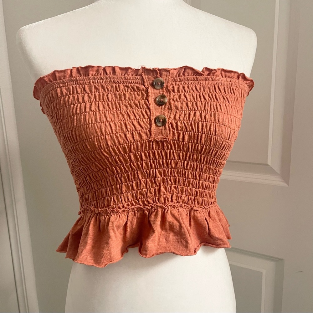 Free People Top Burnt Orange Strapless - Picture 2 of 3